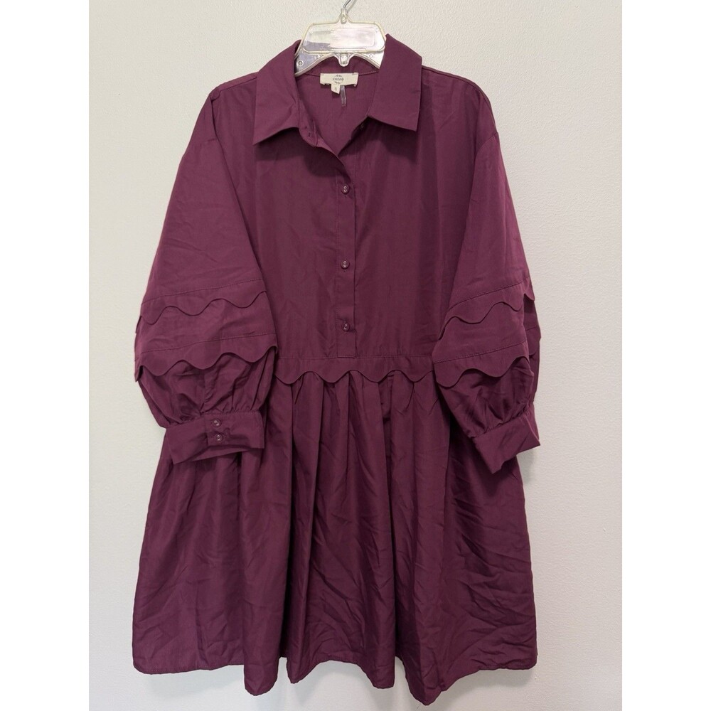 Entro Plum Scalloped Women’s Dress Babydoll Romantic Size S